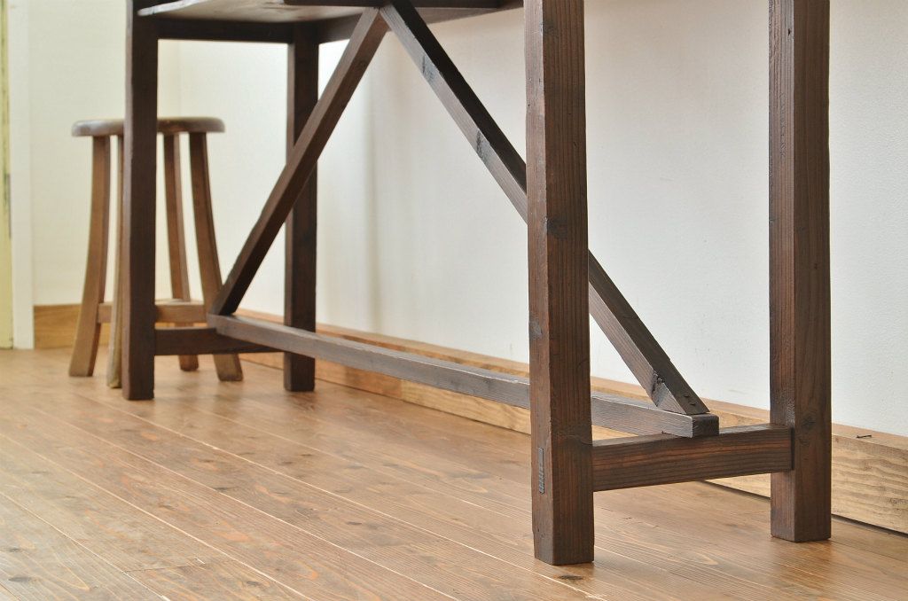 アンティーク家具　★アンティーク　古い縫製工場の横長机2(テーブル・作業台)