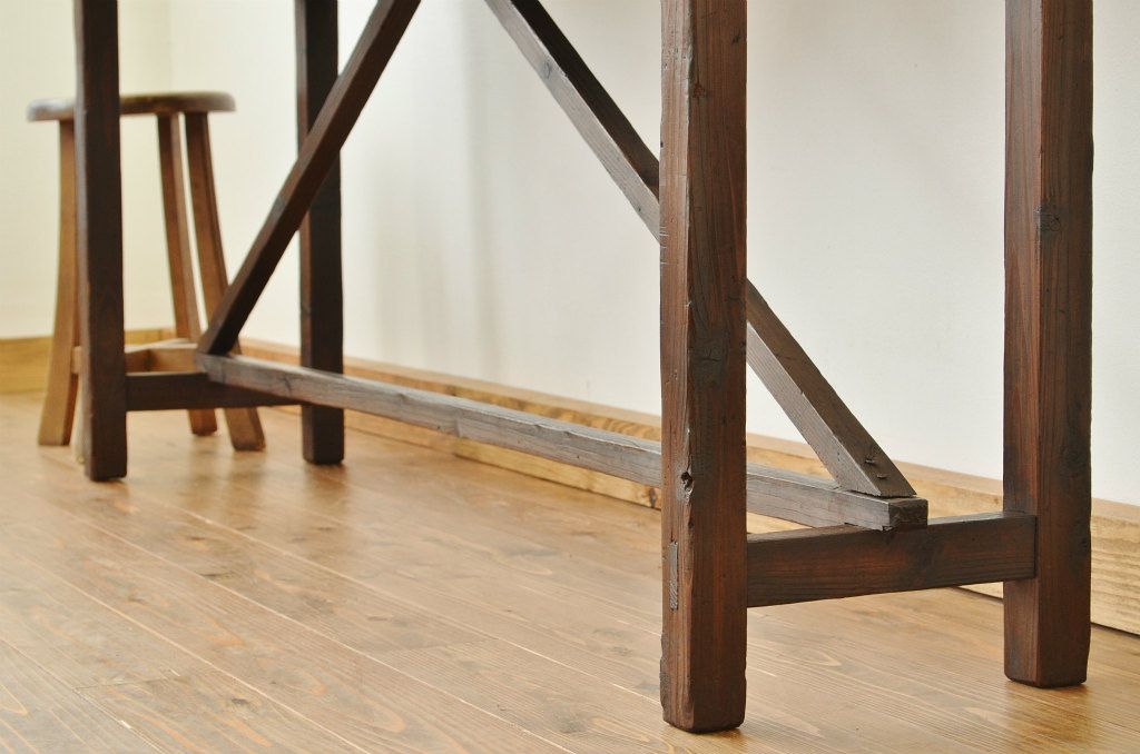 アンティーク家具　★アンティーク　古い縫製工場の横長机5(テーブル・作業台)