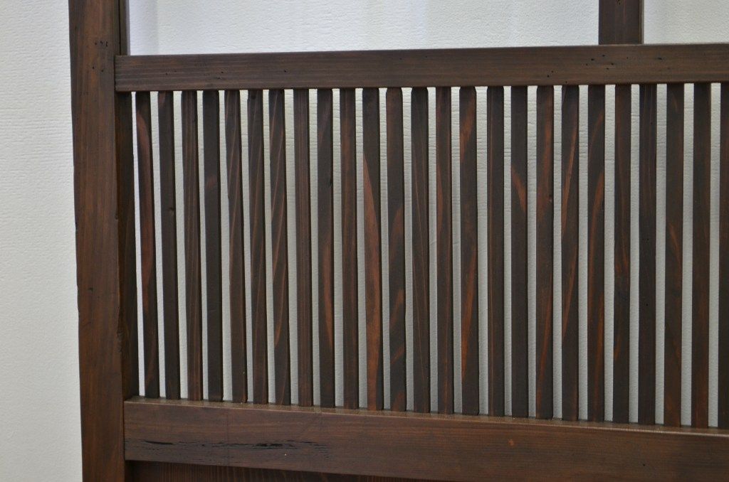 ★古民具・骨董 古い木のガラス格子戸2枚セット(引き戸・建具)