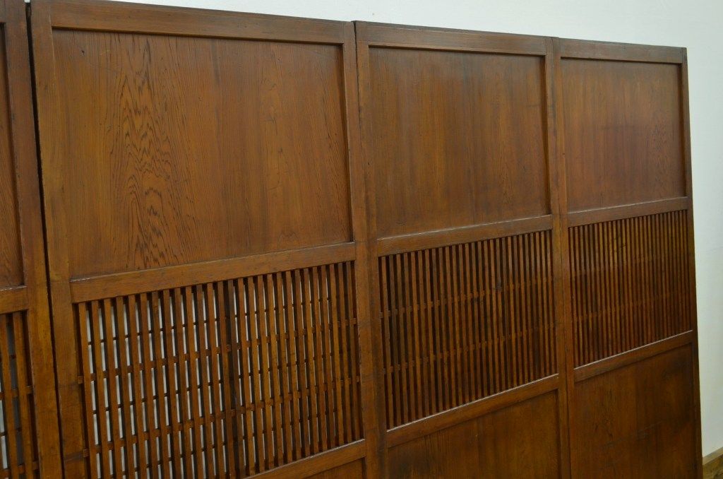 古民具・骨董 裏障子付格子帯戸4枚セット(引き戸)