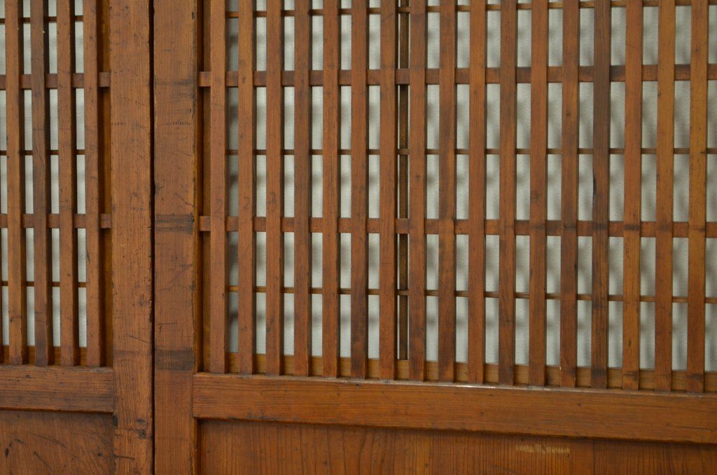 古民具・骨董 裏障子付格子帯戸4枚セット(引き戸)