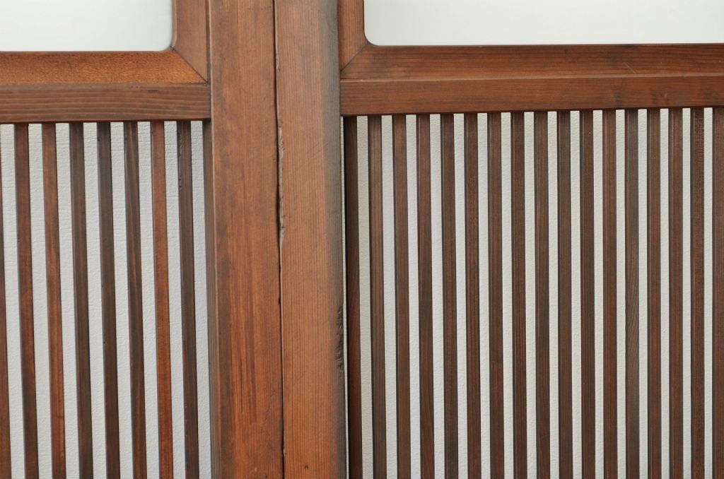 古民具　骨董　シックな格子戸3枚セット(引き戸、アンティーク)