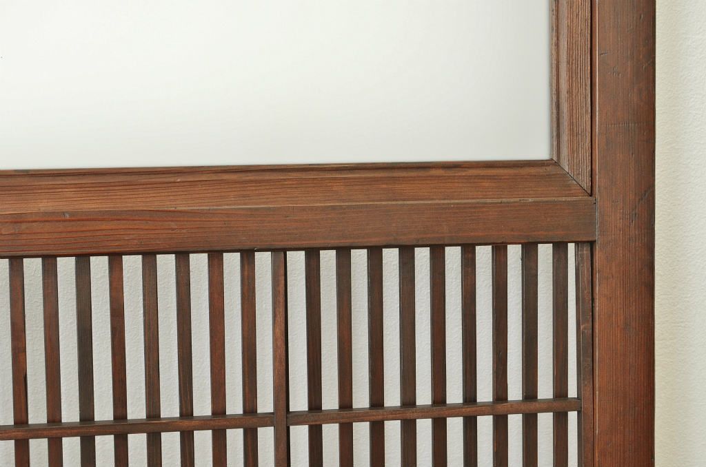 古民具　骨董　腰板欅の裏障子付き格子戸1枚(引き戸)