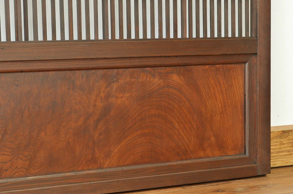 古民具　骨董　腰板欅の裏障子付き格子戸1枚(引き戸)