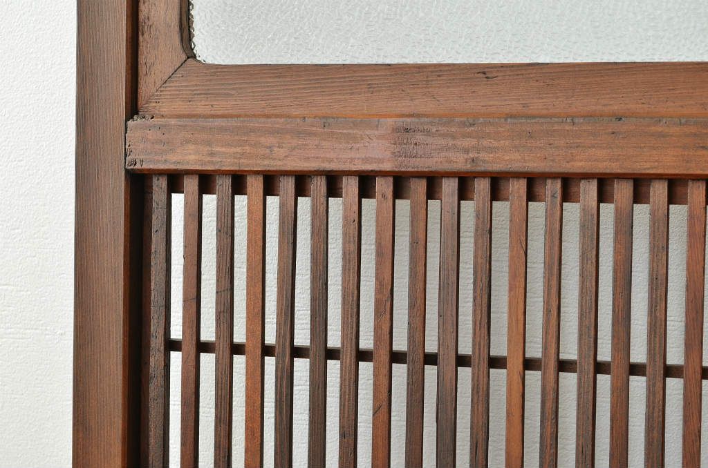 ★古民具・骨董 ダイヤガラスの格子戸2枚セット(裏障子入り)引き戸・建具