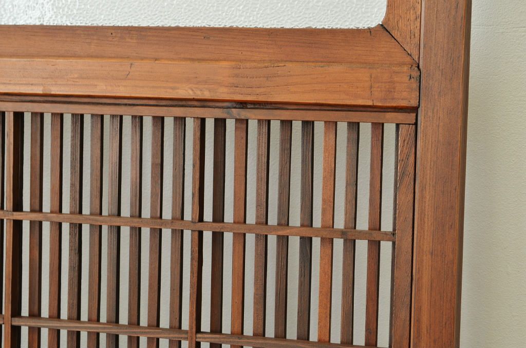 ★古民具・骨董 ダイヤガラスの格子戸2枚セット(裏障子入り)引き戸・建具