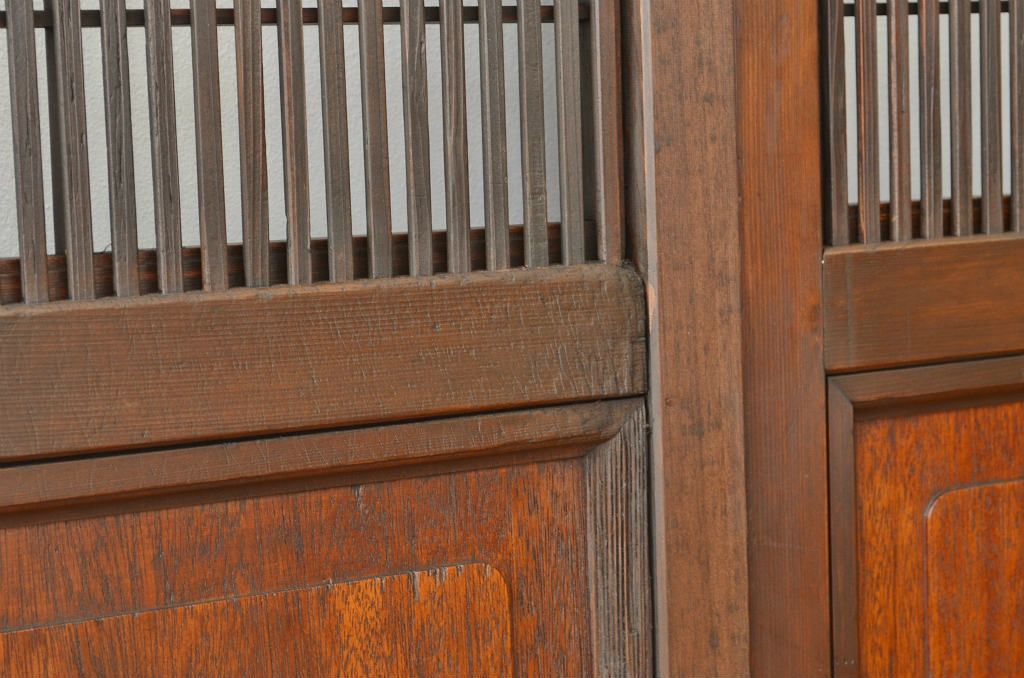 古民具・骨董 細身の格子戸4枚セット(裏障子付き)引き戸・建具