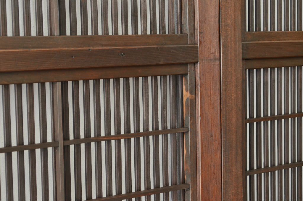 古民具・骨董 細身の格子戸4枚セット(裏障子付き)引き戸・建具