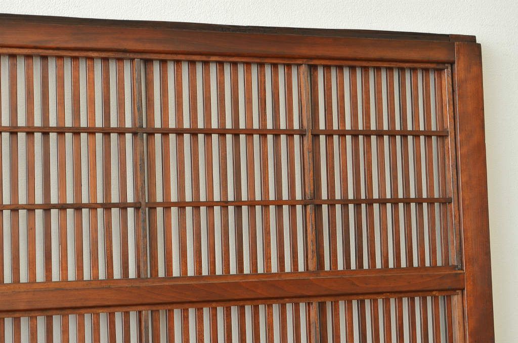 古民具・骨董 細身で上質なダイヤガラス格子戸4枚セット(裏障子付き)引き戸