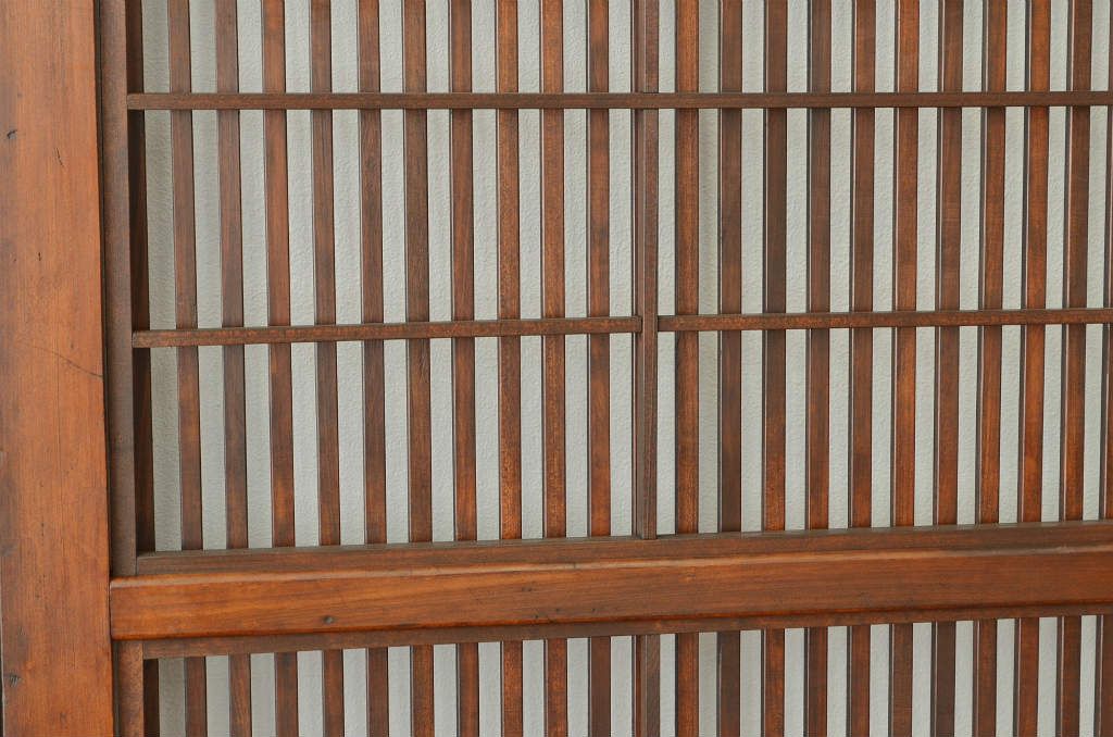 古民具・骨董 細身で上質なダイヤガラス格子戸4枚セット(裏障子付き)引き戸