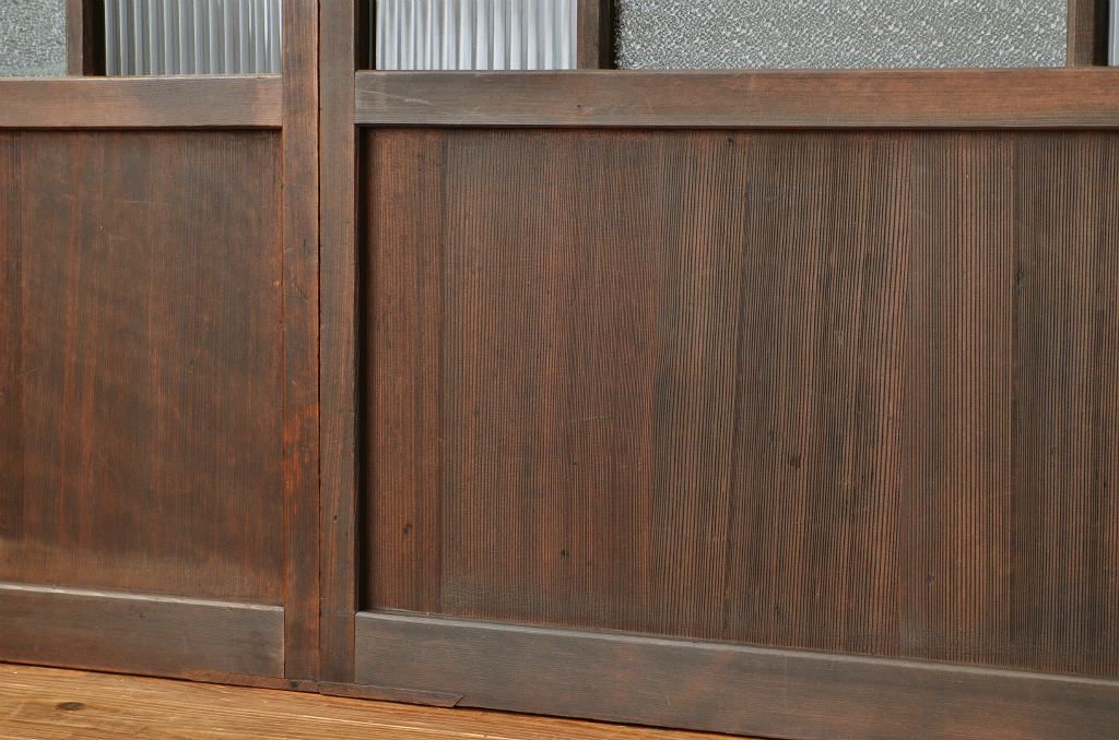 古民具・骨董 素敵なデザインの色ガラス引き戸4枚セット(大正ロマンガラス戸)