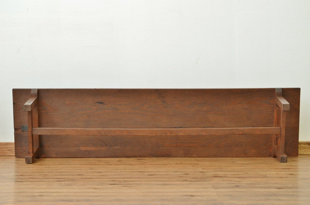 アンティーク家具　古い木のアンティーク横長テーブル(作業台、ちゃぶ台)