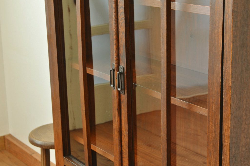 アンティーク家具　高級品!古いナラ材の上質な特大本箱