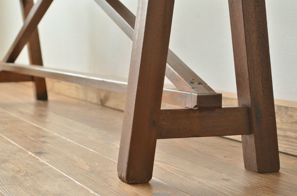 レトロ家具　★昭和レトロ 古い木のシンプルなアンティークベンチ(長椅子・イス・いす)