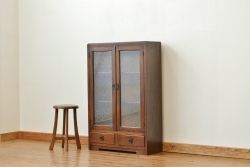 アンティーク家具　アンティーク 上質な結霜ガラス本箱(収納棚・書棚)