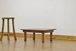 アンティーク家具　古い木の小さなアンティーク角ちゃぶ台(テーブル)