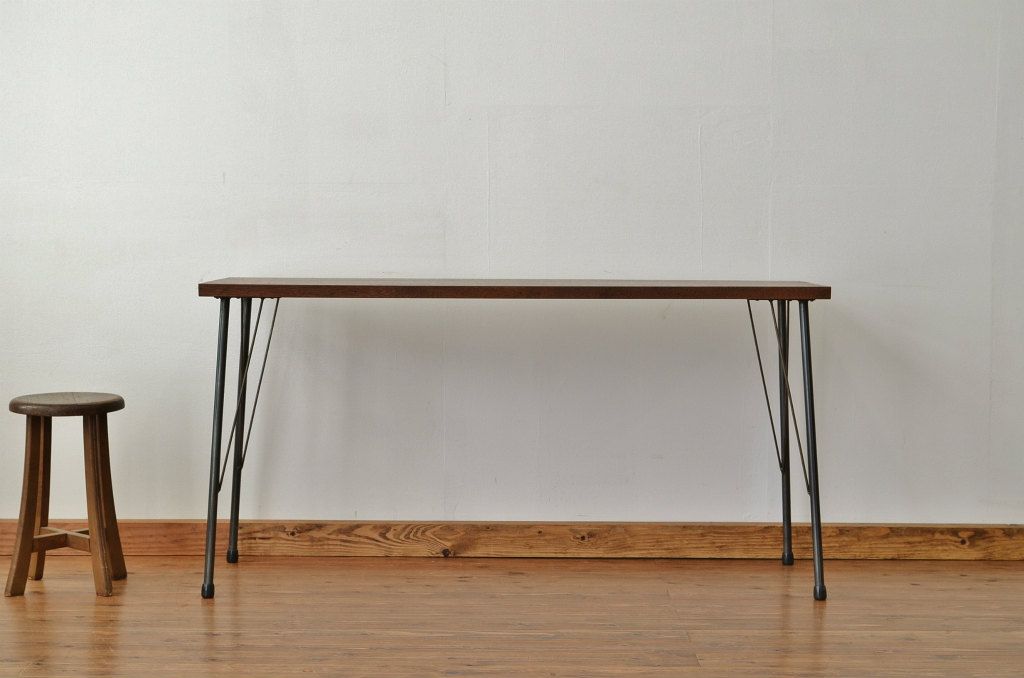 アンティーク家具　☆アンティーク　天板一枚板の鉄脚テーブル?(作業台、机)