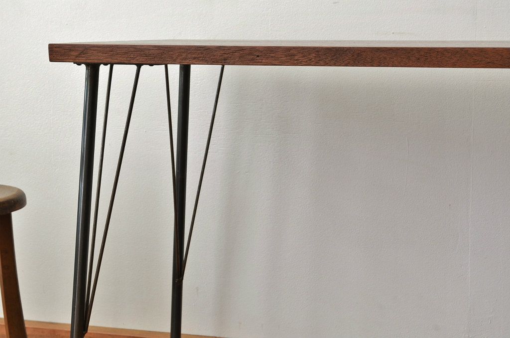 アンティーク家具　☆アンティーク　天板一枚板の鉄脚テーブル?(作業台、机)
