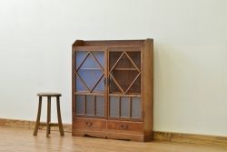 アンティーク家具　大正ロマン　薄型のデザインの素敵な本箱(収納棚)