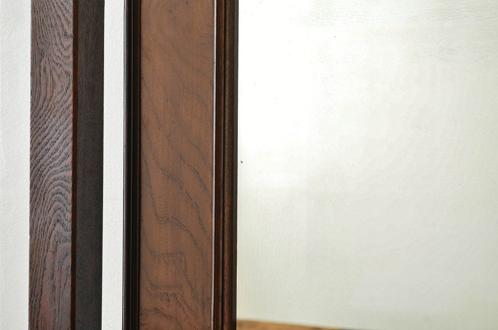 アンティーク　古い呉服店の重厚な欅材と桑材の姿見(衝立て・パーテーション・鏡)