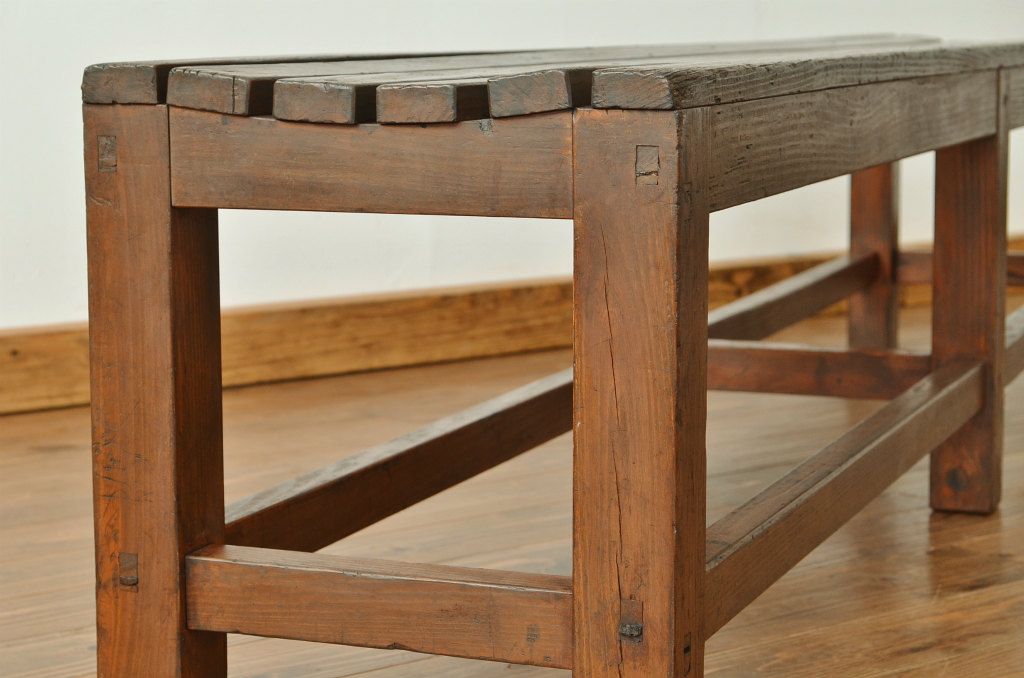 レトロ家具　★昭和レトロ・古い木の雰囲気の良いベンチ?長イス・椅子)