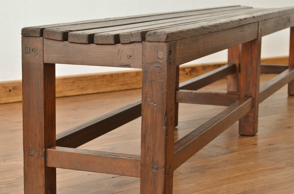 レトロ家具　★昭和レトロ・古い木の雰囲気の良いベンチ?(長イス・椅子)