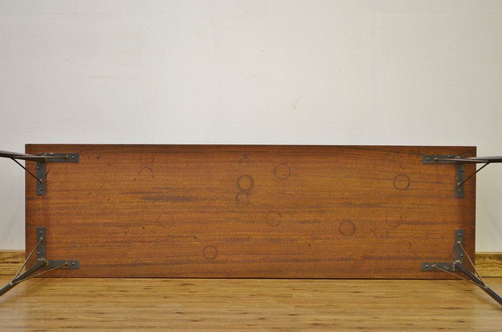アンティーク家具　アンティーク　天板一枚板の鉄脚テーブル(作業台・デスク・机)