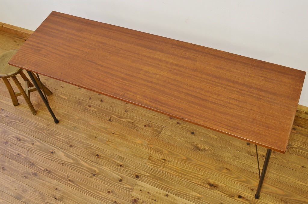 アンティーク家具　カフェスタイルインテリアの鉄脚テーブル5(アイアン・作業台・机)