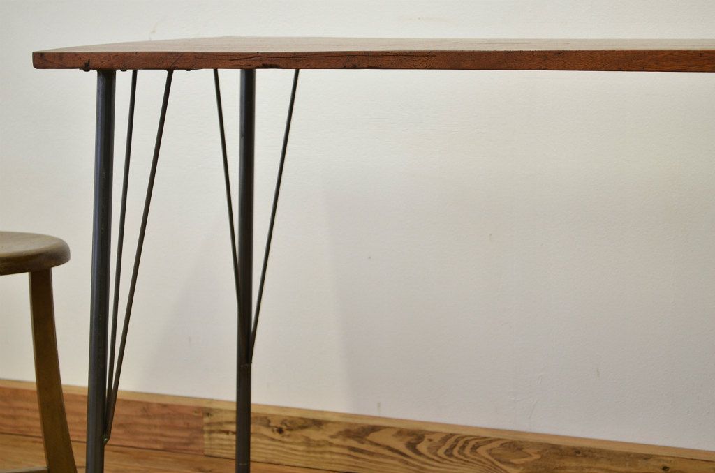 アンティーク家具　カフェスタイルインテリアの鉄脚テーブル5(アイアン・作業台・机)