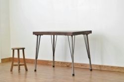 アンティーク家具　☆アンティーク 極厚無垢板の一枚板鉄脚テーブル(アイアン作業台)