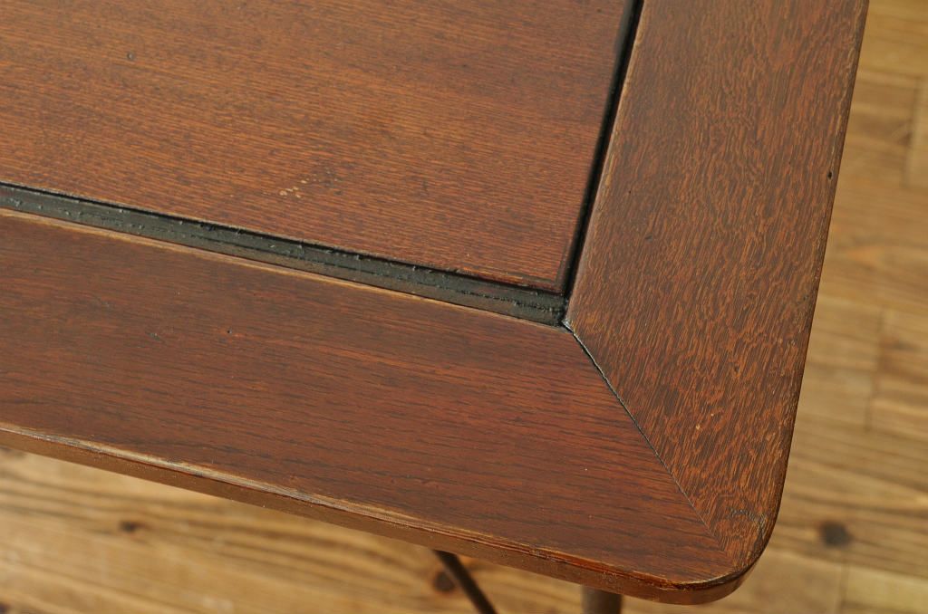 アンティーク家具　☆天板無垢材の鉄脚テーブル(鉄足、机、在宅ワーク、在宅用テーブル、作業台、デスク)
