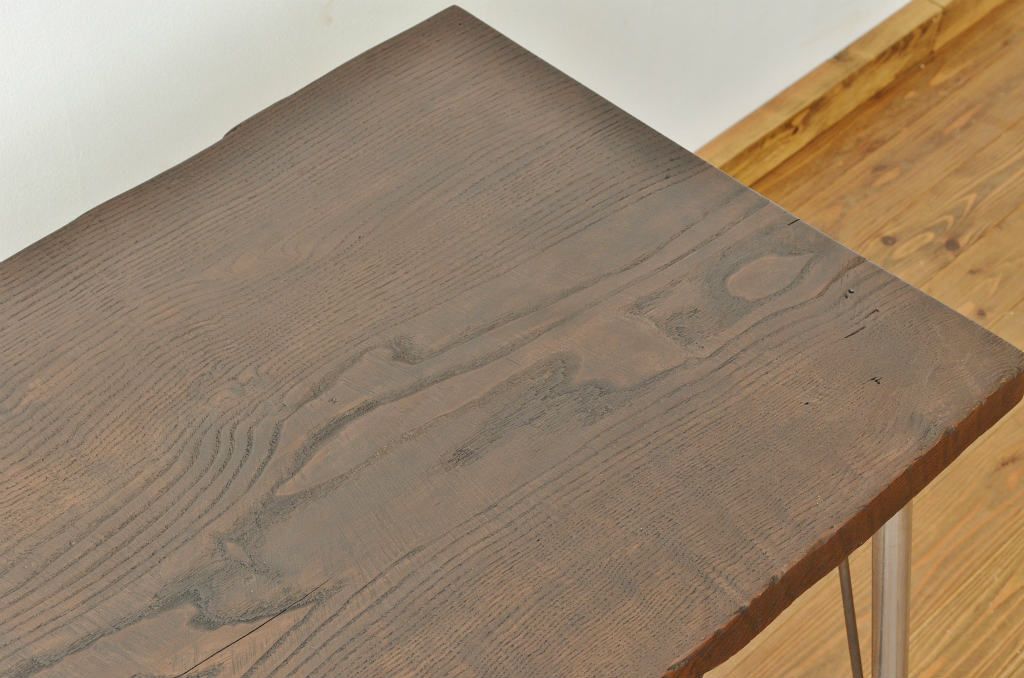 アンティーク家具　☆アンティーク 天板一枚板!重厚な栗材の鉄脚作業台(テーブル・アイアン)