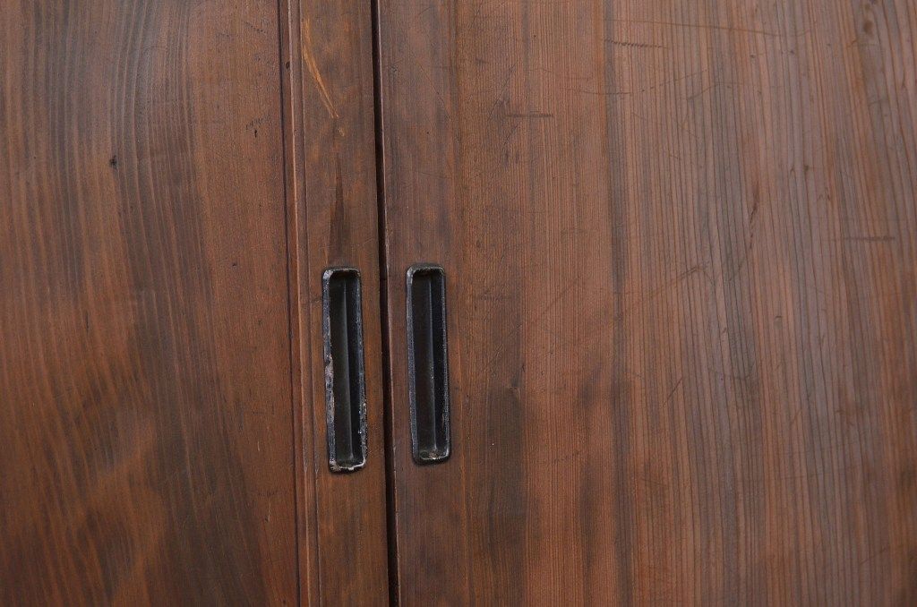 古民具・骨董 古い木の味わいある浮造り舞良戸4枚セット(板戸)
