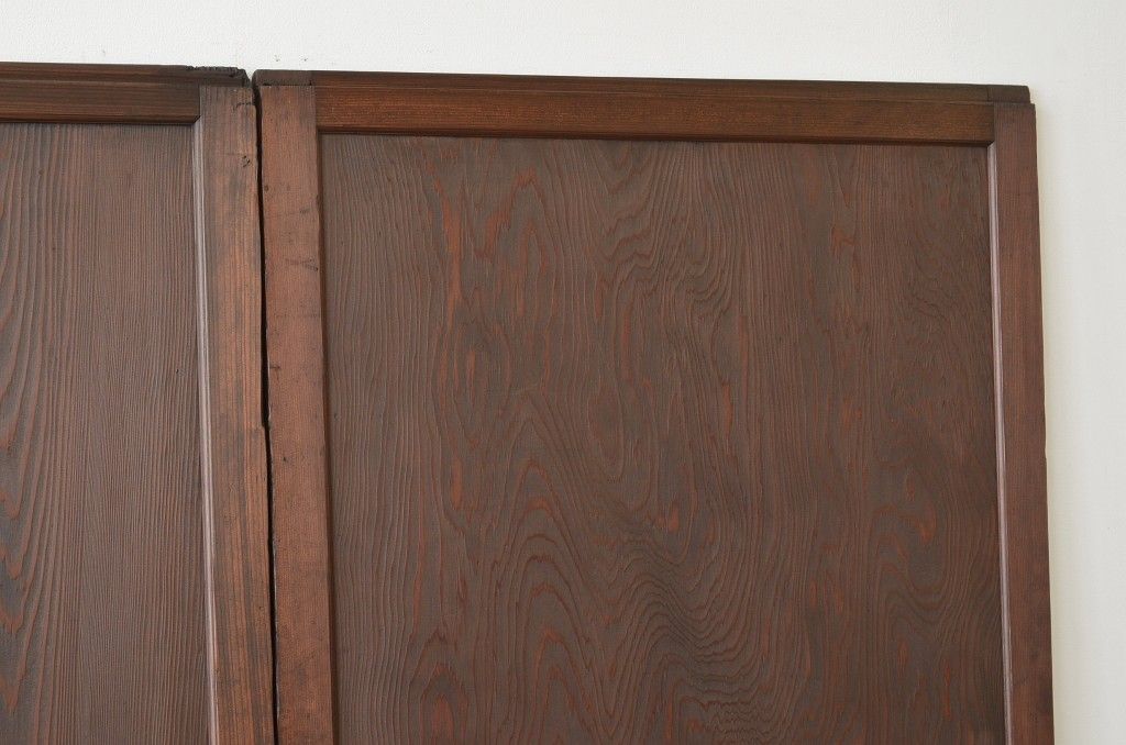 古民具・骨董 鏡板が屋久杉一枚板の木目の良い板戸4枚セット(帯戸)