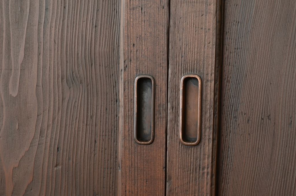 古民具・骨董 鏡板が屋久杉一枚板の木目の良い板戸4枚セット(帯戸) | ラフジュ工房