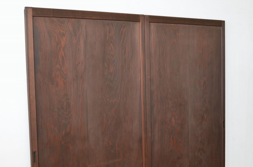 アンティーク 素晴らしい木目の屋久杉の高級帯戸2枚セット(板戸)