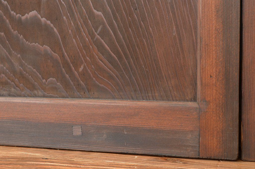 アンティーク 素晴らしい木目の屋久杉の高級帯戸2枚セット(板戸)