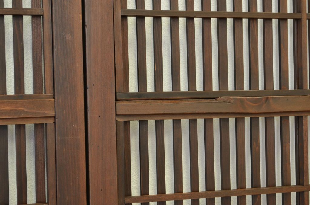 古民具・骨董　古い木の格子戸(裏障子付き)4枚セット