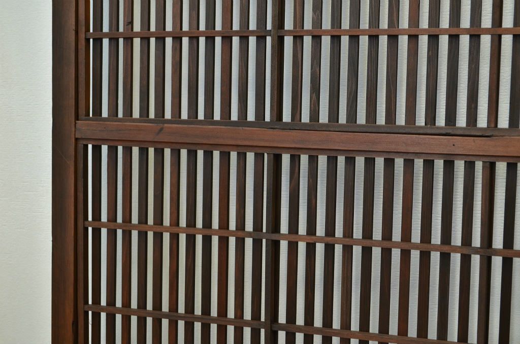 古民具・骨董　古い木の格子戸(裏障子付き)4枚セット