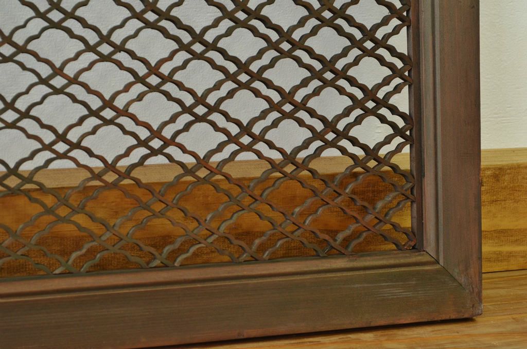古民具・骨董 珍しい青海波紋様の組子欄間2枚セット