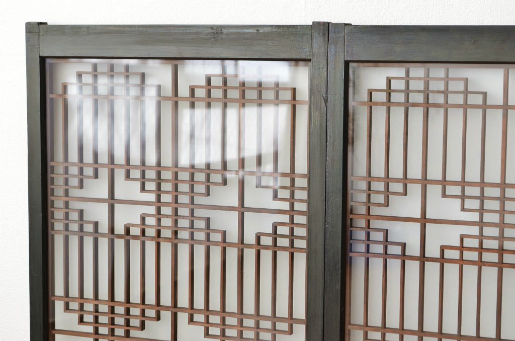 古民具・骨董 素敵な格子の書院戸2枚セット(建具)?