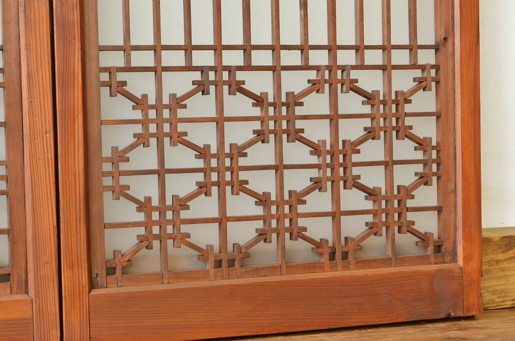 古民具・骨董 ガラス入り書院戸4枚セット(建具)