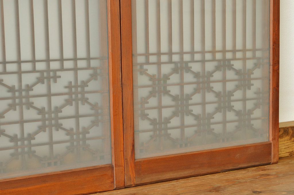 古民具・骨董 ガラス入り書院戸4枚セット(建具)