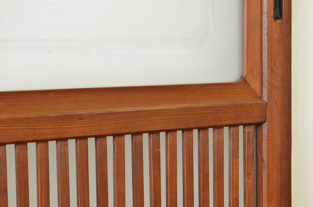 古民具・骨董 腰板欅のガラス入り格子戸4枚セット(引き戸・建具)