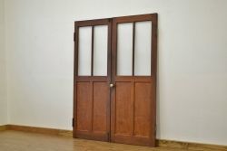 ★アンティーク シックな観音開きの銀モールガラスドア一対(扉・建具)