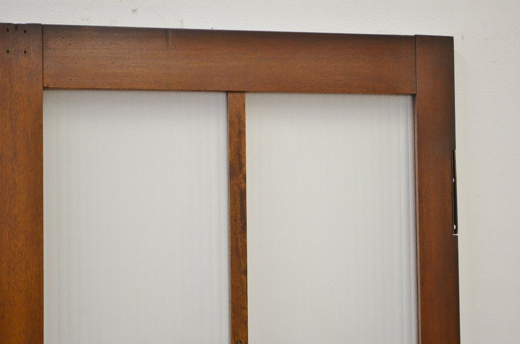 ★アンティーク シックな観音開きの銀モールガラスドア一対(扉・建具)