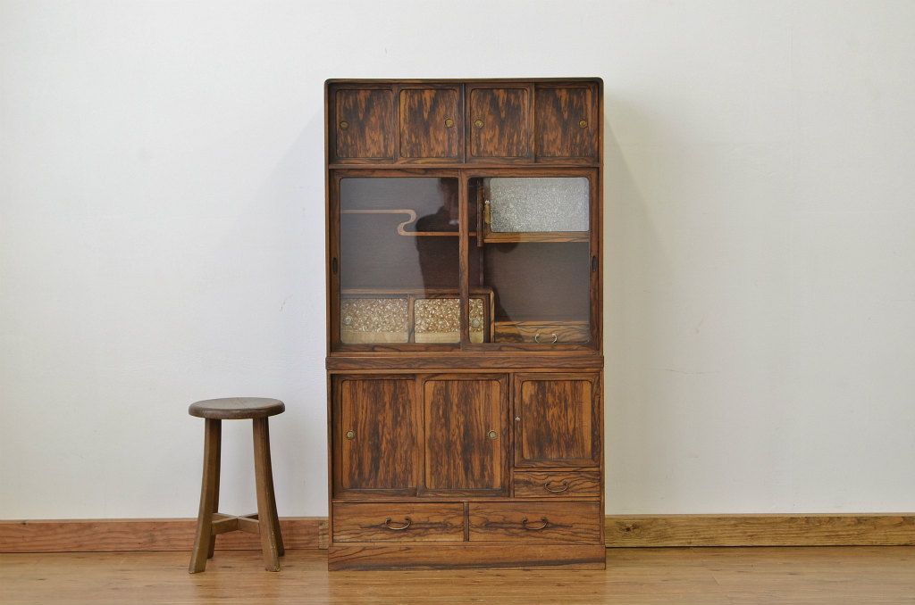 レトロ家具　☆昭和レトロ シックな重ね茶箪笥