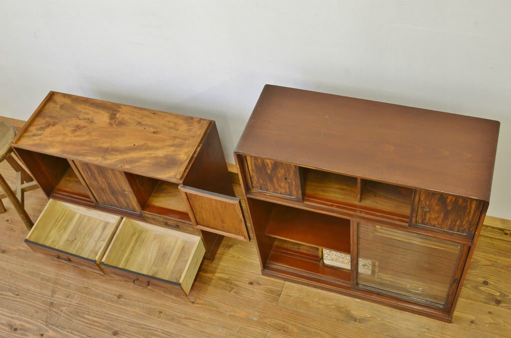 レトロ家具　☆昭和レトロ シックな重ね茶箪笥