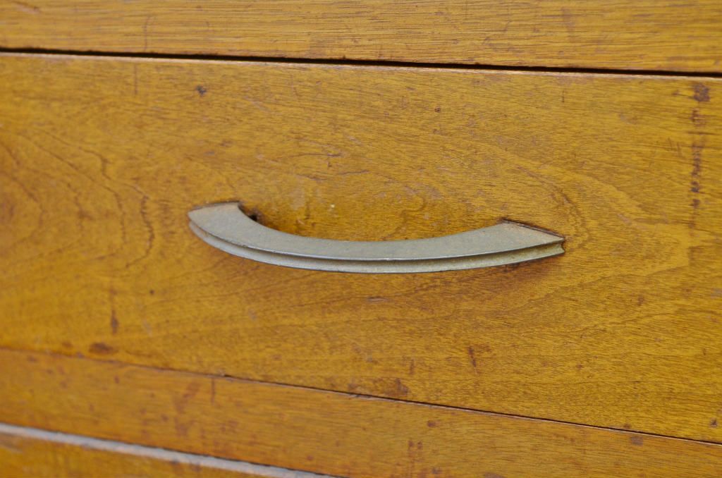 レトロ家具　アンティーク シンプルなモールガラスの引き出し付き本箱(収納棚)昭和レトロ