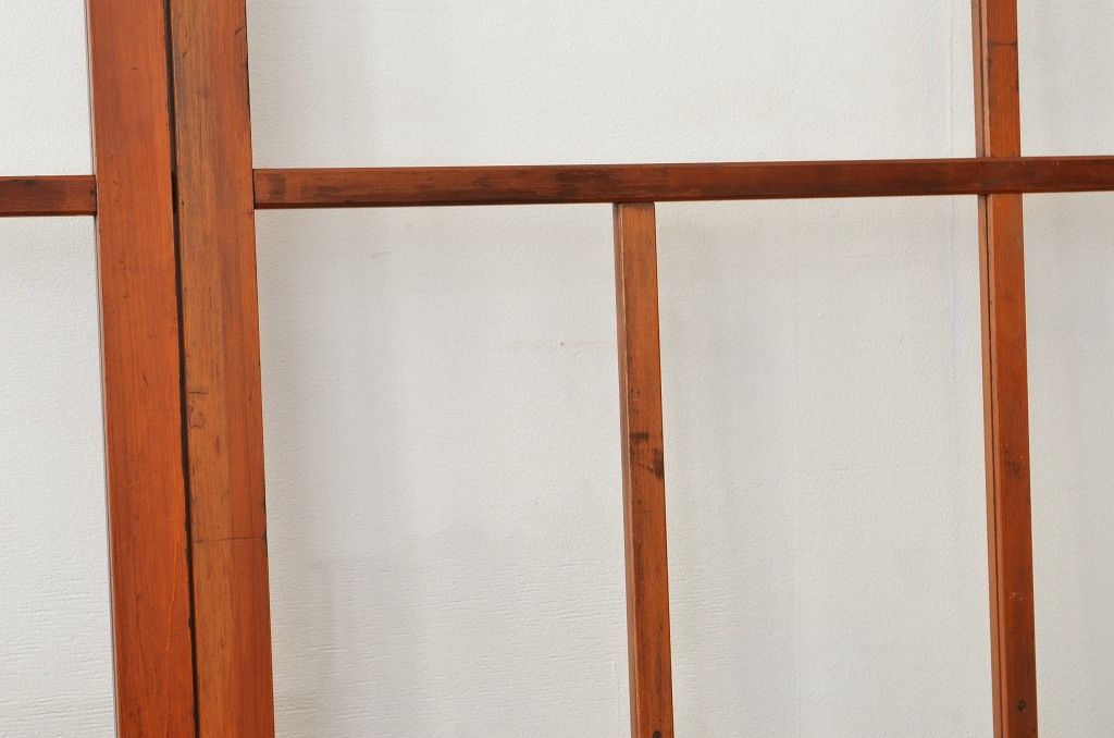 古い木の腰板栗材アンティークガラス引き戸3枚セット(扉、建具)